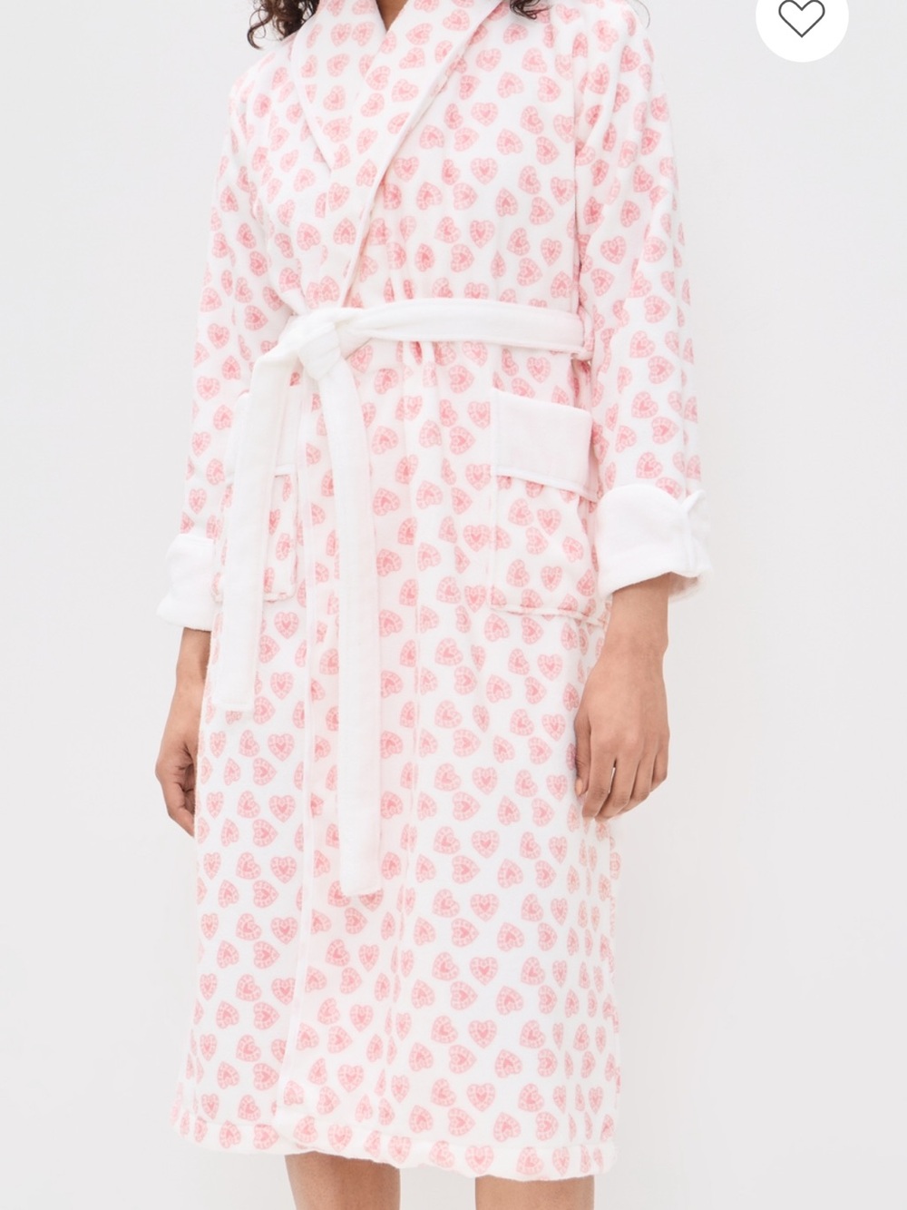Women's hill house home Pink Heart Bathrobe with White Trim